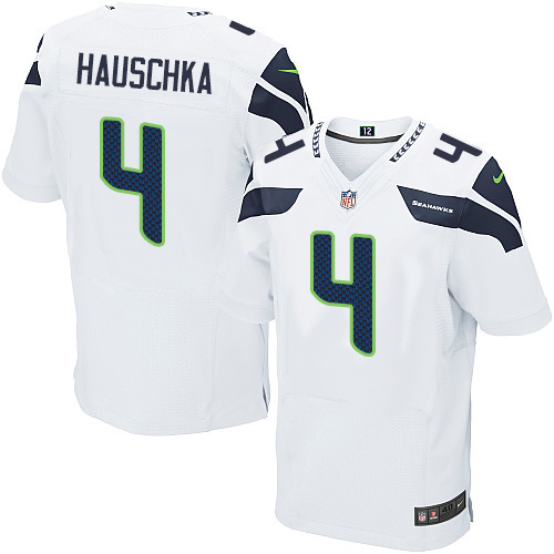 Men's Elite Steven Hauschka Nike Jersey White Road - #4 NFL Seattle Seahawks